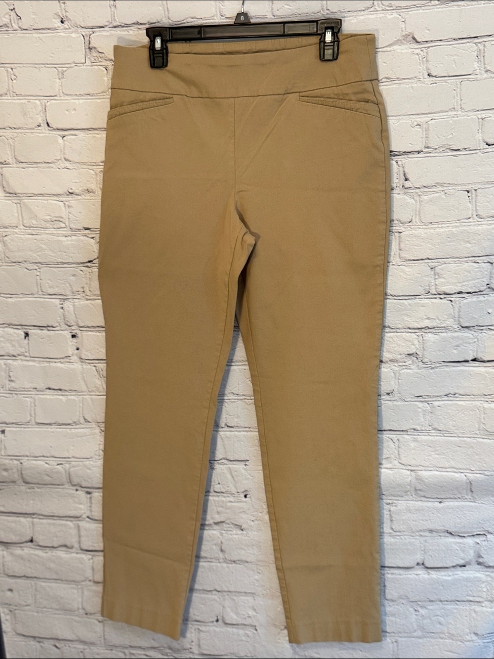 Van Heusen Size 14 Tan Stretch Pull-On Slim Pants